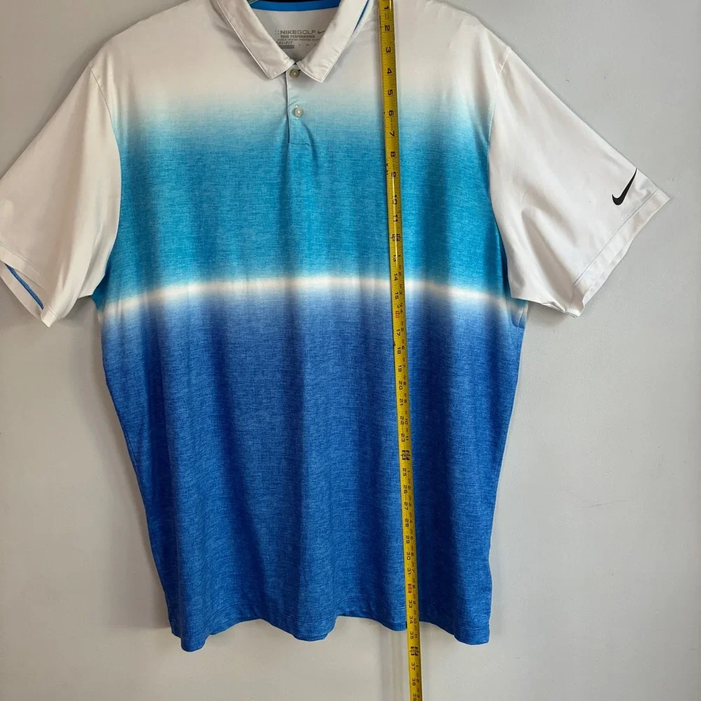 Nike Golf Polo Shirt Mens XXL Blue Ombre‎ Dri-Fit Tour Performance Short Sleeve